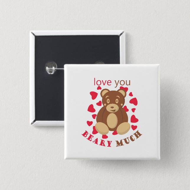 Ich liebe dich sehr zum Valentinstag Button (Vorne & Hinten)