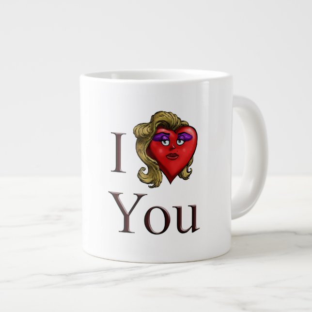 Ich liebe dich sie Herz Jumbo-Tasse (Vorderseite Rechts)