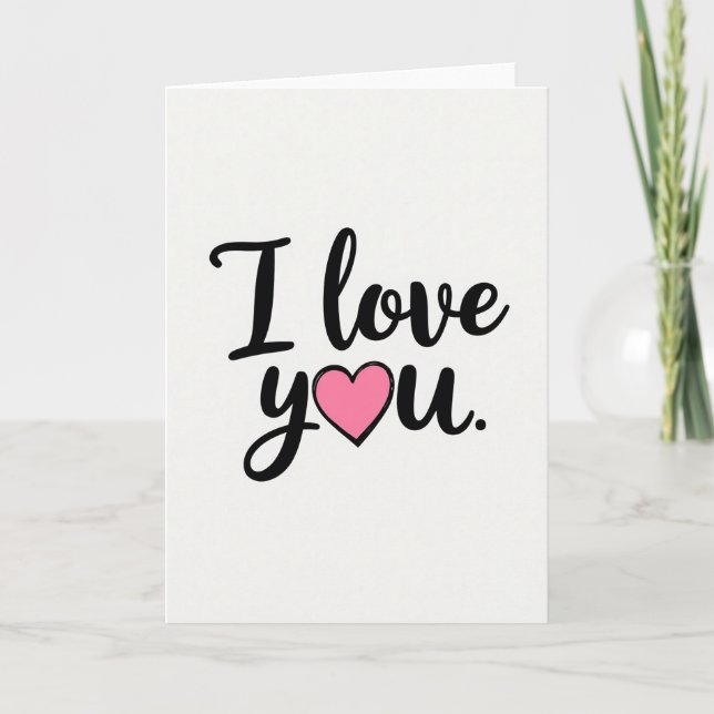 Ich liebe dich Skript Rosa Herz Karte (Vorderseite)
