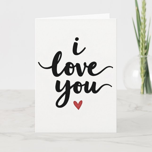 Ich liebe dich Skript Rote Herz Karte (Vorderseite)