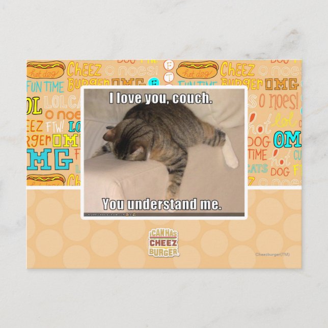 Ich Liebe dich, Sofa. Postkarte (Vorderseite)