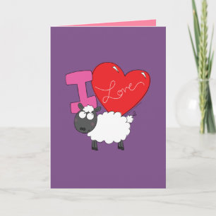 Ich liebe dich - Süße Schaf Valentinstag Grußkarte Karte
