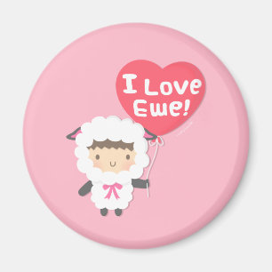 Ich liebe dich süßes Schaf Puns Humor Magnet