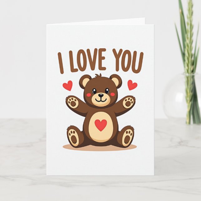 Ich liebe dich Teddybär Herz Karte (Vorderseite)