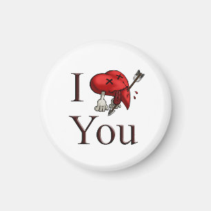Ich liebe dich tödlich verwundetes Herz mit Pfeil Magnet