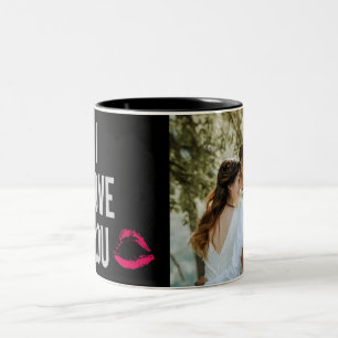 Ich liebe dich Typografie Lippen Rosa Valentinstag Zweifarbige Tasse