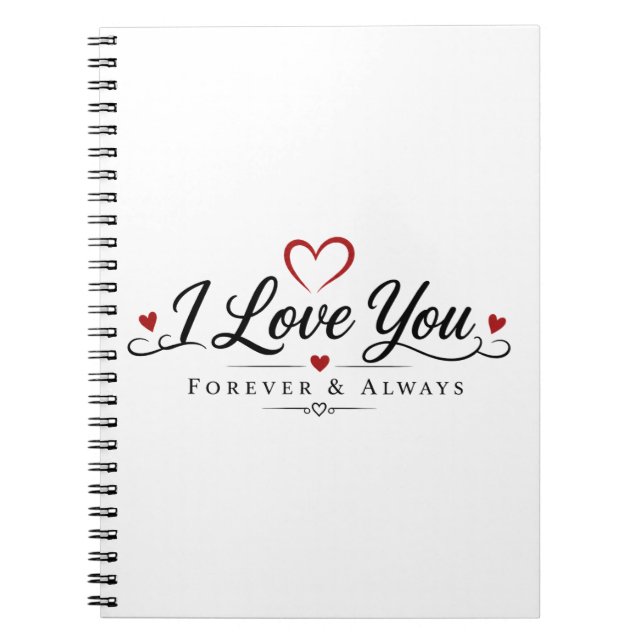 Ich liebe dich Typography Design Notizblock (Vorderseite)