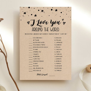 Ich Liebe dich um die Welt mit Answers Game Card Einladung
