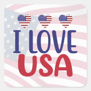 Ich liebe dich USA Quadratischer Aufkleber