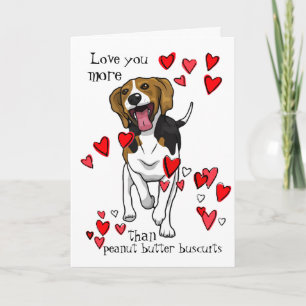 Ich liebe dich Valentine Erdnussbutter Beagle Kart Karte
