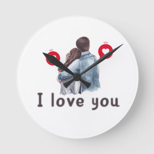 Ich liebe dich valentine-trendende Uhrdesigns  Runde Wanduhr