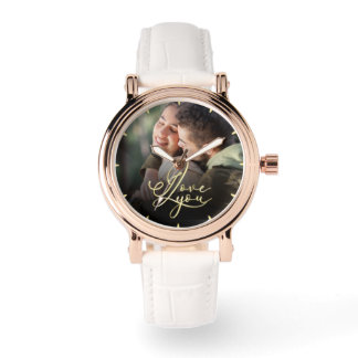 Ich liebe dich Valentins- Moderne Foto- Kalligrafi Armbanduhr