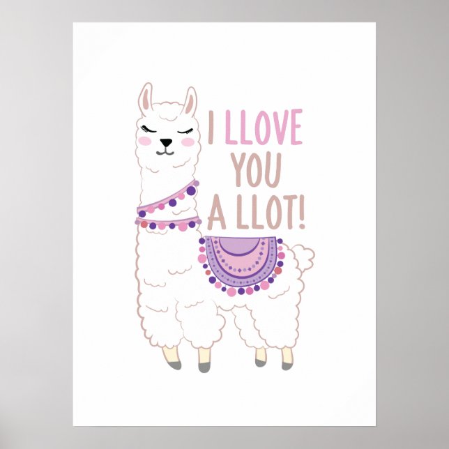Ich liebe dich viel - Funny Llama Poster (Vorne)