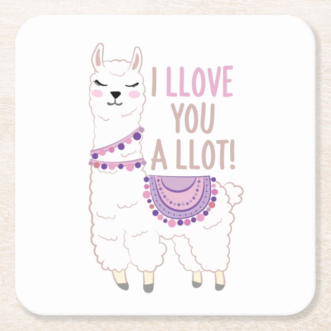 Ich liebe dich viel - Funny Llama Rechteckiger Pappuntersetzer (Vorderseite)