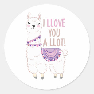 Ich liebe dich viel - Funny Llama Runder Aufkleber