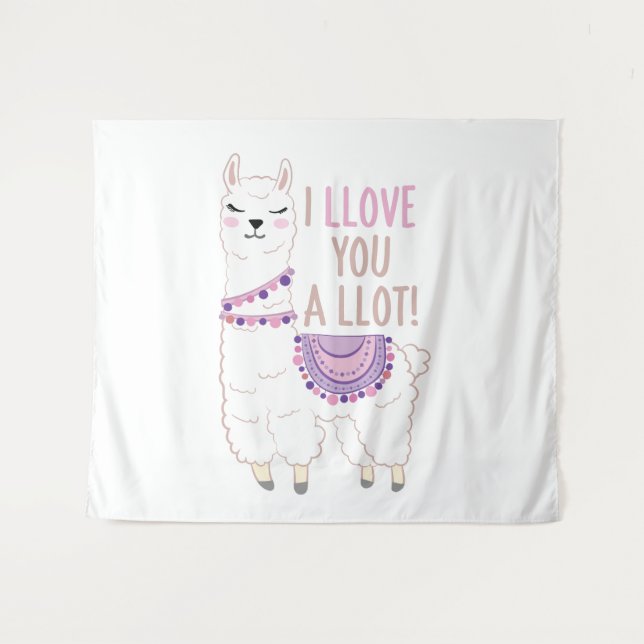 Ich liebe dich viel - Funny Llama Wandteppich (Vorderseite (Horizontal))