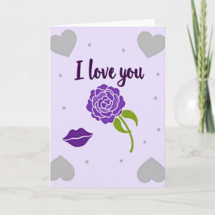 Ich liebe dich violette Rosenkarte Karte
