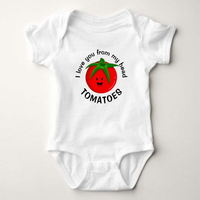 Ich Liebe dich von meinem Kopf Tomaten Baby Strampler (Vorderseite)