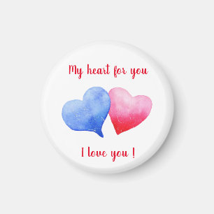 Ich liebe dich Wasserfarbe rotes und blaues Herz Magnet