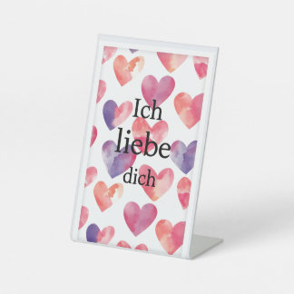 Ich liebe dich – Wasserfarben-Herz Valentinsgruß-S Sockelschild