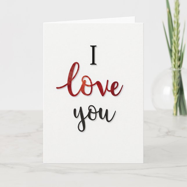 Ich liebe dich Wasserfarbenkarte Karte (Vorderseite)