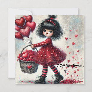 Ich liebe dich wegen kleiner Mädchen roter Glitzer Feiertagskarte