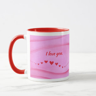 Ich liebe dich, Welle aus roten Herzen personalisi Tasse
