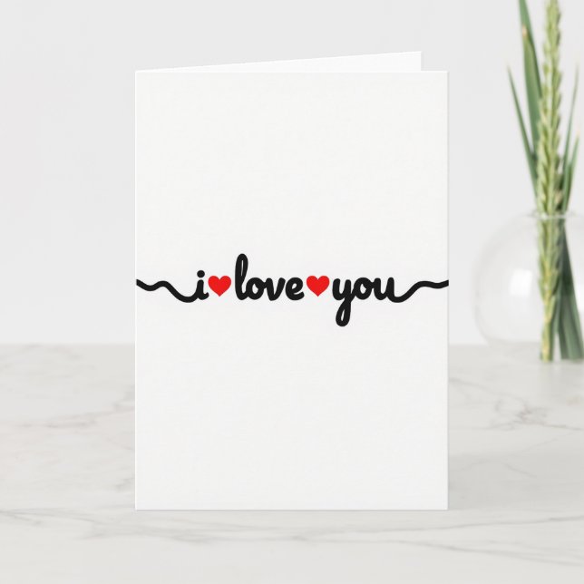Ich liebe dich Wellige Herzen Karte (Vorderseite)
