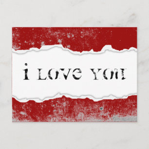 ich liebe dich zerrissenes Papier Postkarte