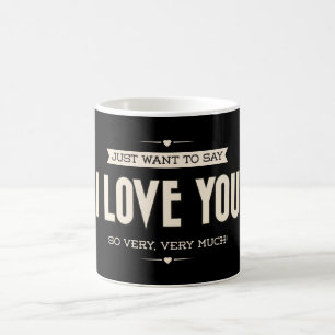 Ich liebe Dich Zitat Rosa Weiß & Schwarz Herz Tass Tasse