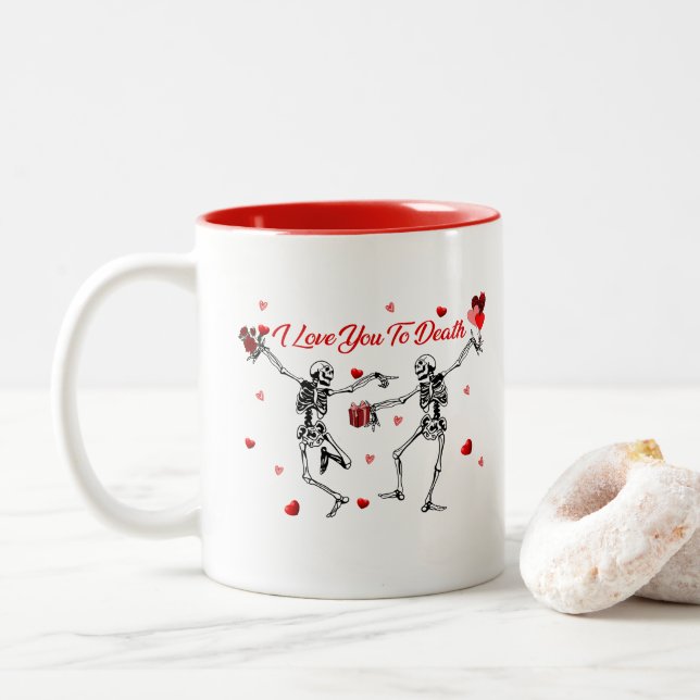 Ich Liebe dich zu Tode Zweifarbige Tasse (Mit Donut)