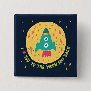 Ich Liebe dich zum Mond und zur Hinterrocketship Button
