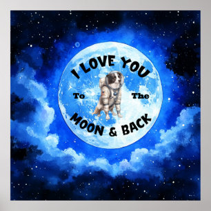 Ich Liebe dich zum Mond und zurück an die Grenze Poster