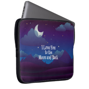 Ich Liebe dich zum Mond und zurück, blaues Indigo Laptopschutzhülle