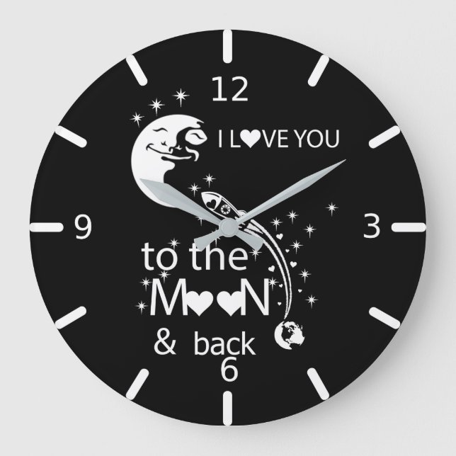 Ich Liebe dich zum Mond und zurück Große Wanduhr (Vorderseite)