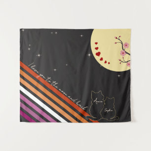 Ich liebe dich zum Mond und zurück Lesbische Flagg Wandteppich