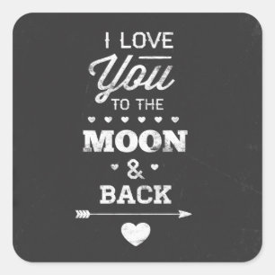 Ich Liebe dich zum Mond und zurück Quadratischer Aufkleber