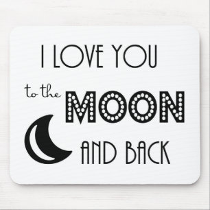 Ich Liebe dich zum Mond und zurück Schwarz-weiß Mousepad