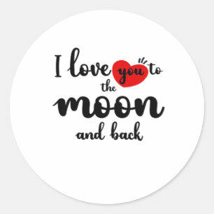 Ich liebe dich zum Mond und zurück Valentinstag Co Runder Aufkleber