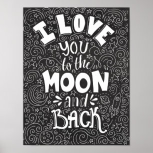 Ich Liebe dich zum Mond und zurück zur rustikalen Poster