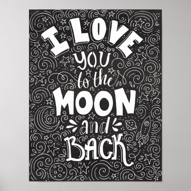Ich Liebe dich zum Mond und zurück zur rustikalen  Poster (Vorne)