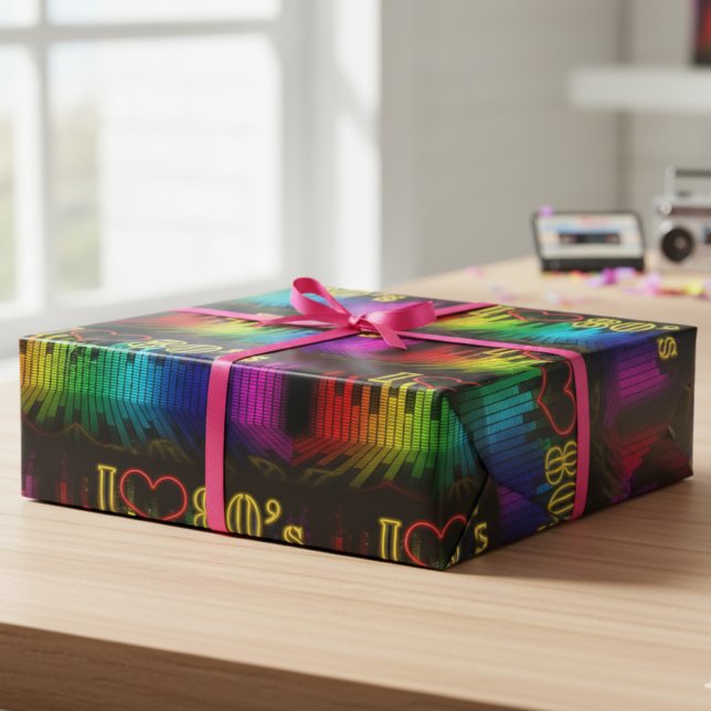 Ich Liebe die 80er Jahre Geschenkpapier (I Love The 80's Wrapping Paper)