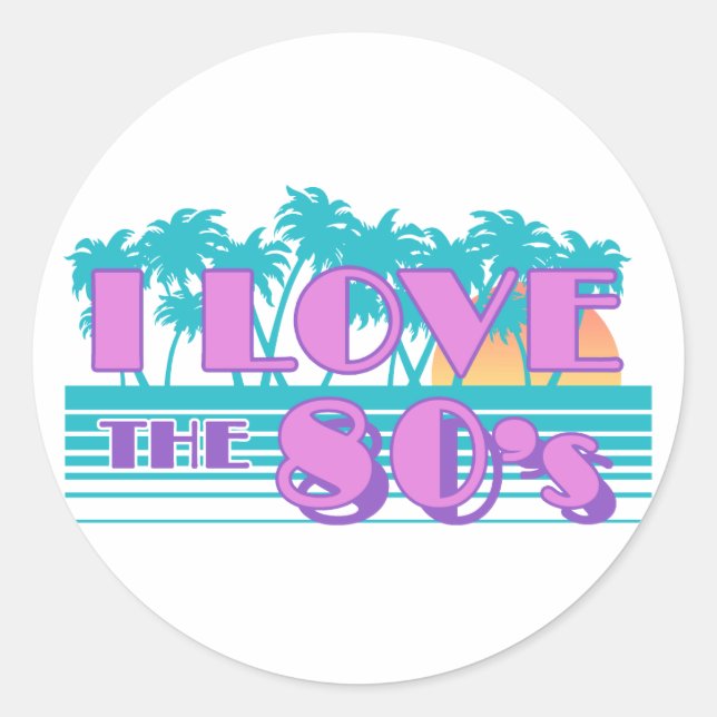 Ich Liebe die 80er Jahre Runder Aufkleber (Vorderseite)