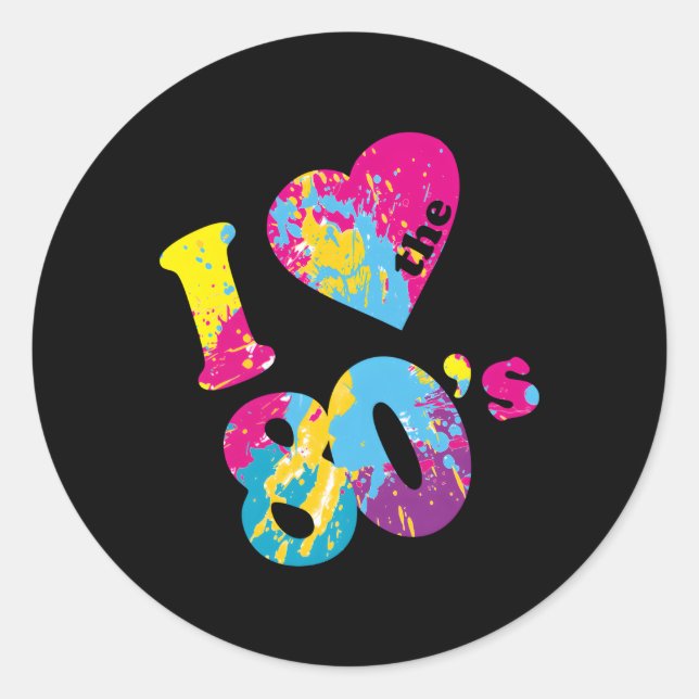 Ich Liebe die 80er Jahre Runder Aufkleber (Vorderseite)