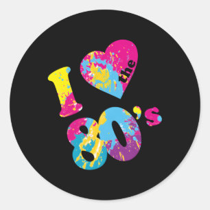 Ich Liebe die 80er Jahre Runder Aufkleber