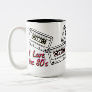 Ich liebe die 80er Old School Kassetten Kaffeetass Zweifarbige Tasse