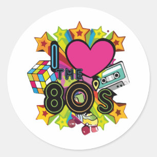 ich liebe die 80er runder aufkleber