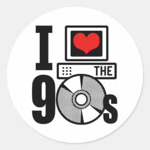 Ich liebe die 90er runder aufkleber