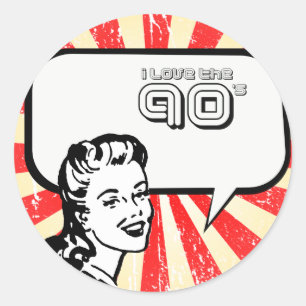 ICH LIEBE DIE 90ER RUNDER AUFKLEBER