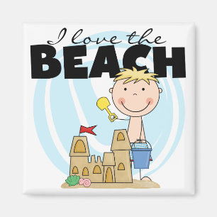 Ich Liebe die Beach Blond Boy Tshirts und Geschenk Magnet
